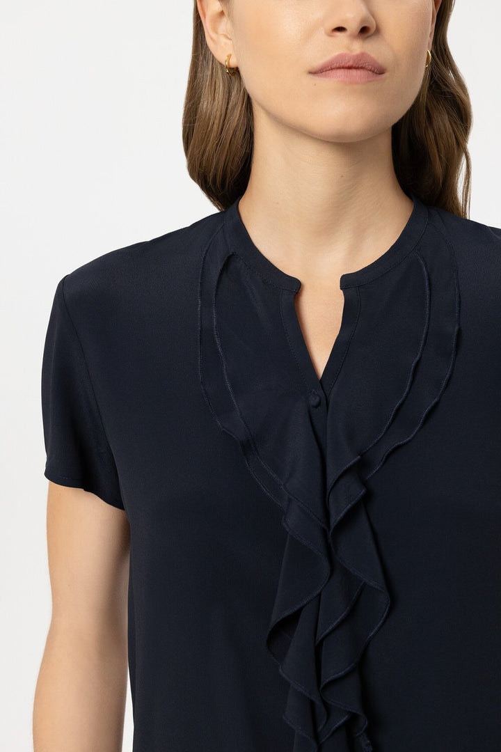 Luisa Cerano Top – Blauw-69% acetaat, 31% zijde-DAMES TOPS & BLOUSES-Blauw