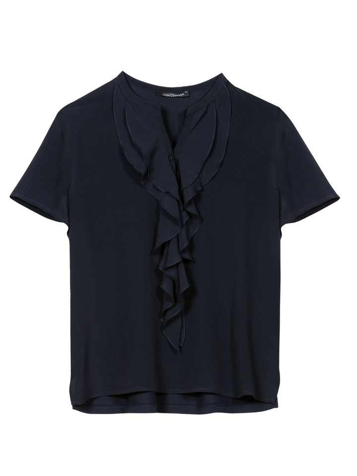 Luisa Cerano Top – Blauw-69% acetaat, 31% zijde-DAMES TOPS & BLOUSES-Blauw
