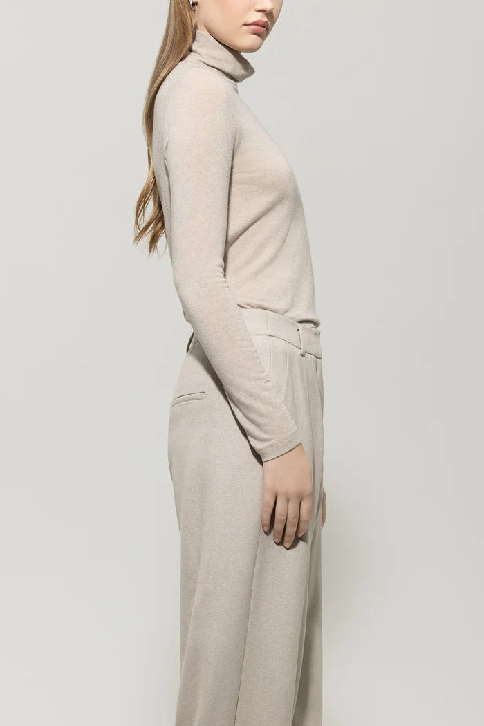 Luisa Cerano Top – Grijs-68% lyocell, 28% wool, 4% elastane-DAMES TOPS & BLOUSES-Grijs