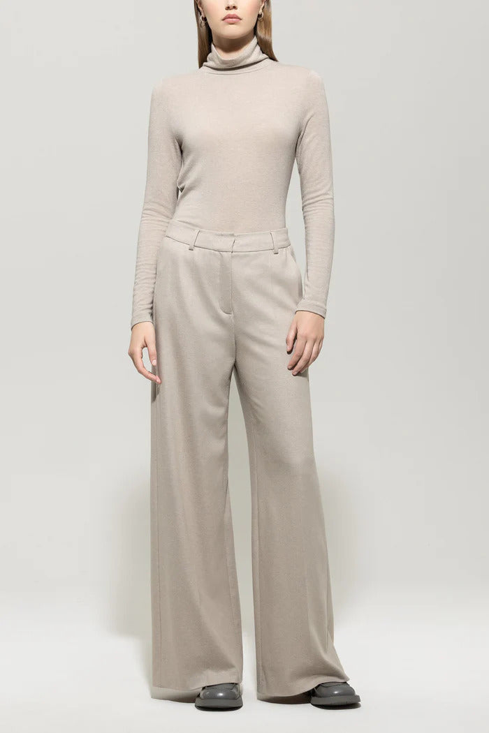 Luisa Cerano Top – Grijs-68% lyocell, 28% wool, 4% elastane-DAMES TOPS & BLOUSES-Grijs