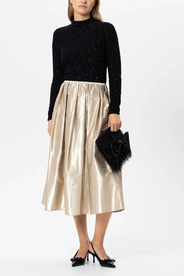 Luisa Cerano Top met Pailletten – Zwart-42% polyamide, 34% wol, 14% lyocell, 8% alpaca, 2% andere vezels-DAMES TOPS & BLO