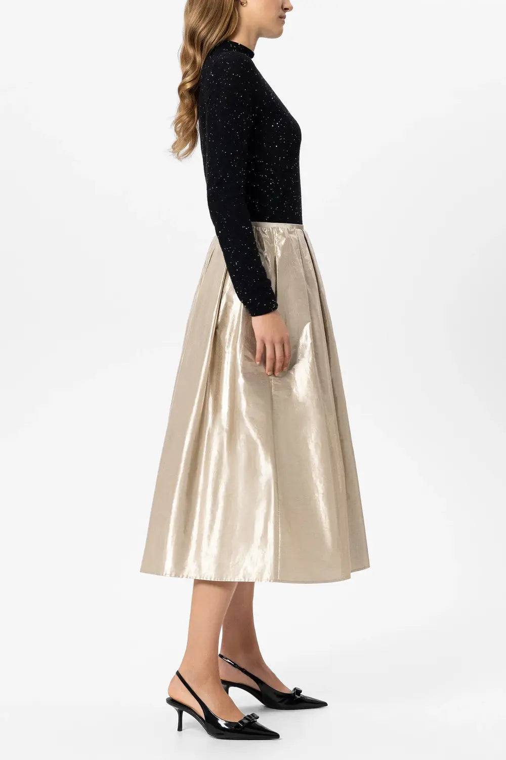 Luisa Cerano Top met Pailletten – Zwart-42% polyamide, 34% wol, 14% lyocell, 8% alpaca, 2% andere vezels-DAMES TOPS & BLO