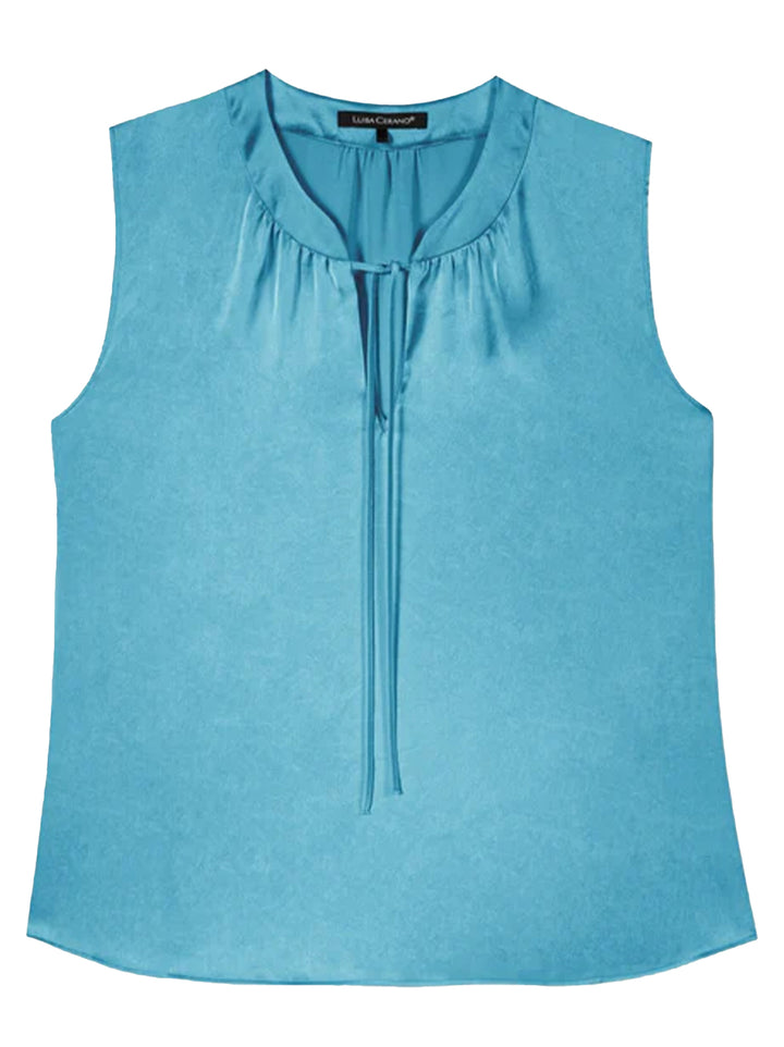 Luisa Cerano top met striklint-100% polyester-DAMES TOPS & BLOUSES-Blauw