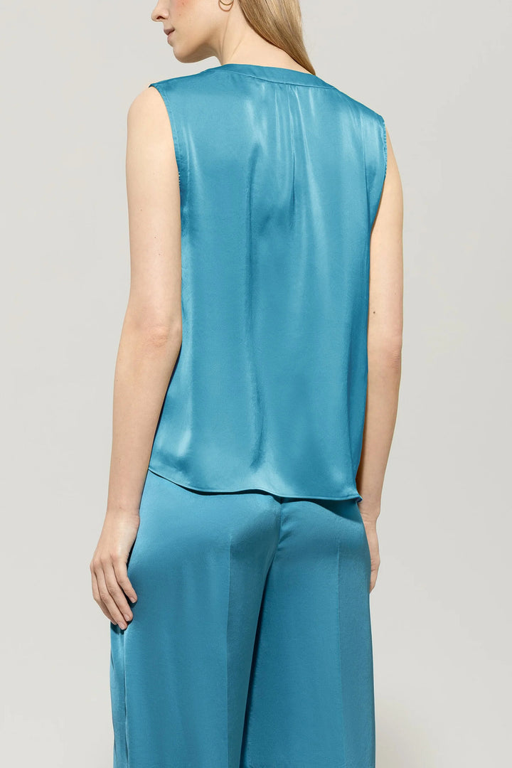 Luisa Cerano top met striklint-100% polyester-DAMES TOPS & BLOUSES-Blauw