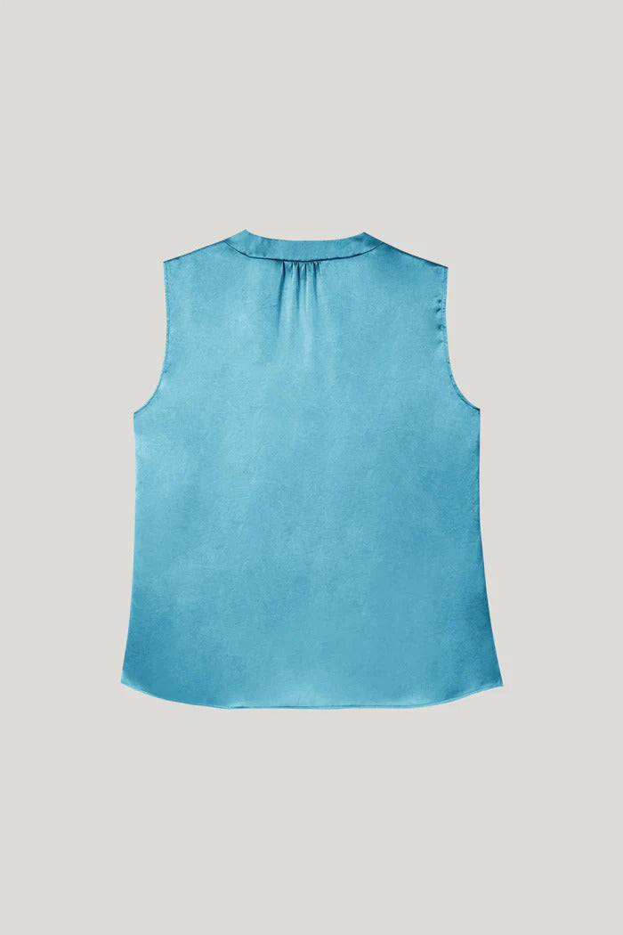 Luisa Cerano top met striklint-100% polyester-DAMES TOPS & BLOUSES-Blauw