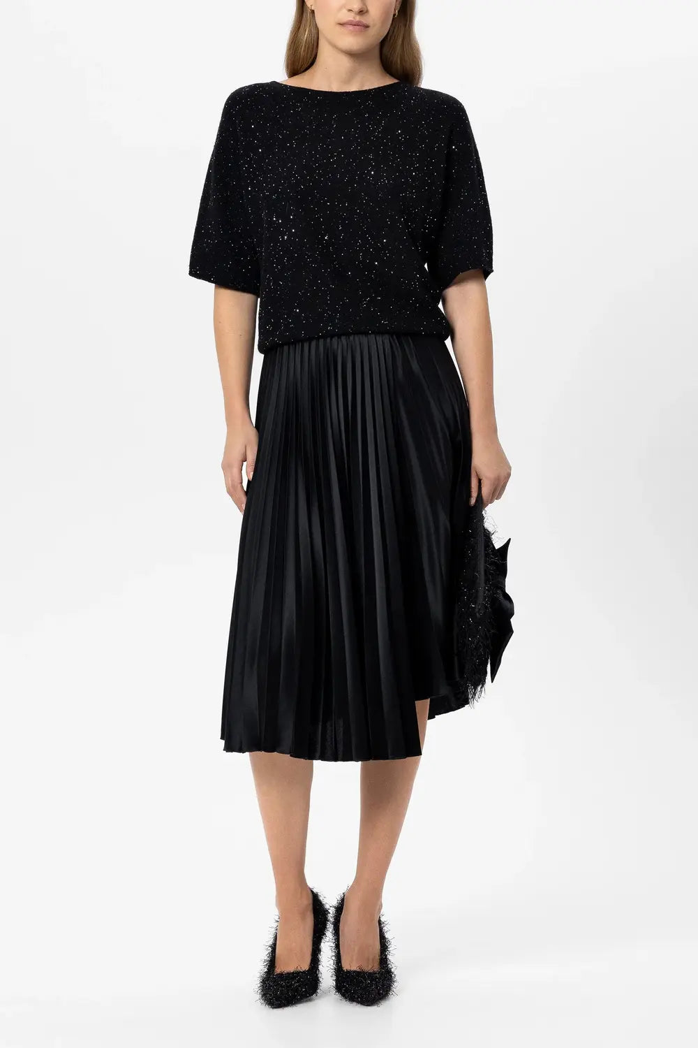 Luisa Cerano Top – Zwart-42% polyamide, 34% wol, 14% lyocell, 8% alpaca, 2% andere vezels-DAMES TOPS & BLOUSES-Zwart