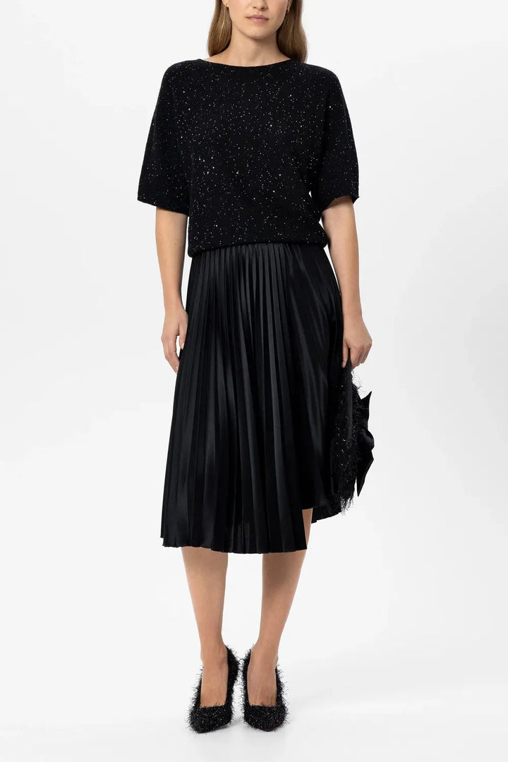 Luisa Cerano Top – Zwart-42% polyamide, 34% wol, 14% lyocell, 8% alpaca, 2% andere vezels-DAMES TOPS & BLOUSES-Zwart