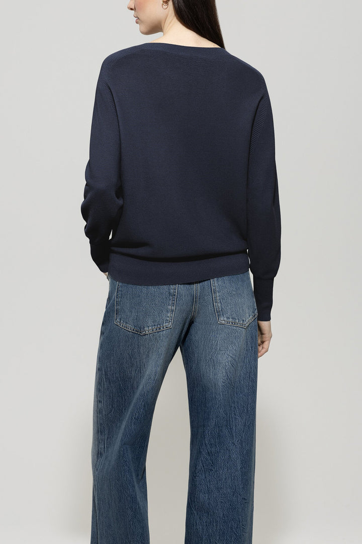 Luisa Cerano Trui – Blauw-65% katoen, 35% polyamide-DAMES TRUIEN & VESTEN-Blauw