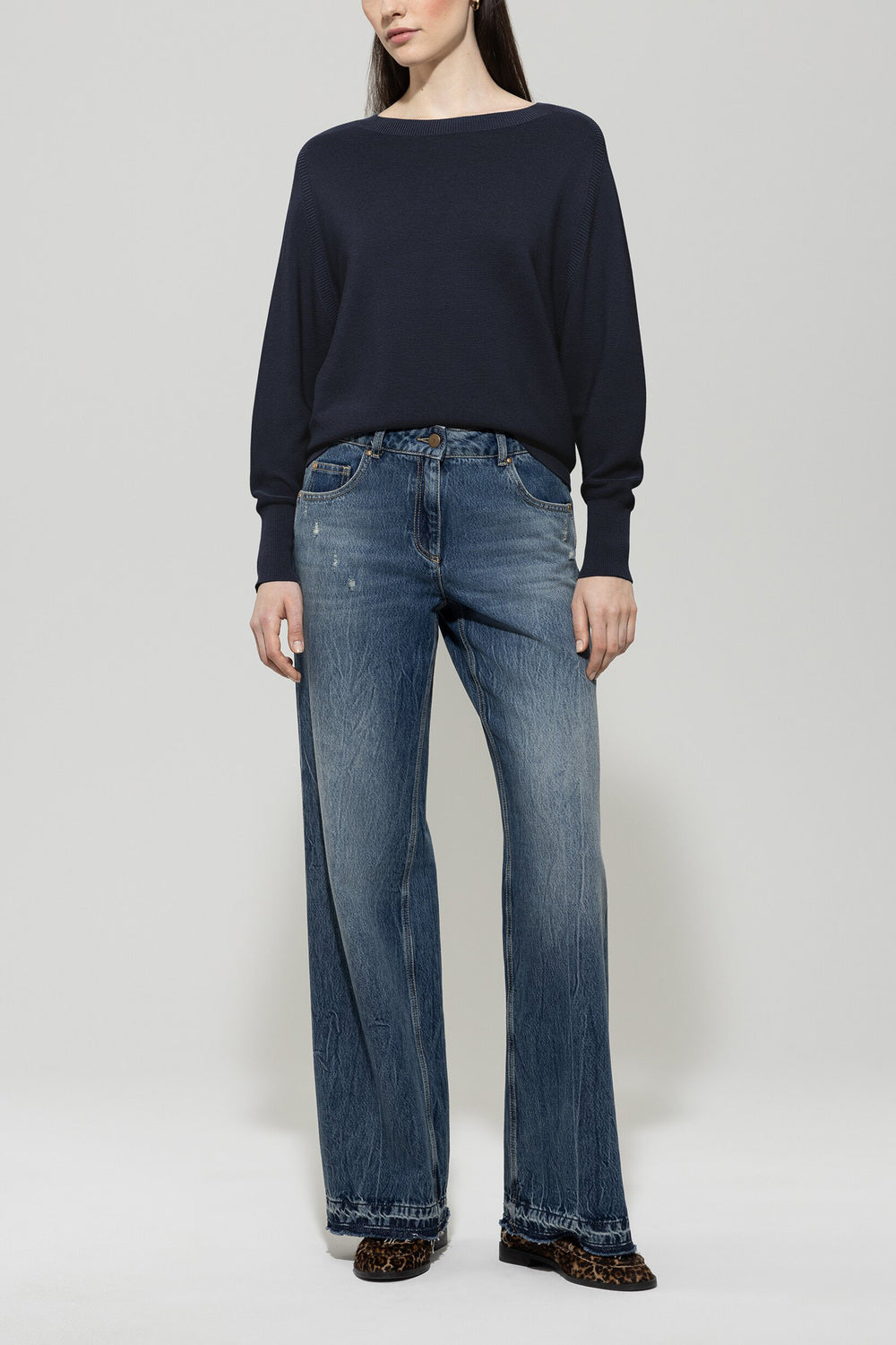 Luisa Cerano Trui – Blauw-65% katoen, 35% polyamide-DAMES TRUIEN & VESTEN-Blauw