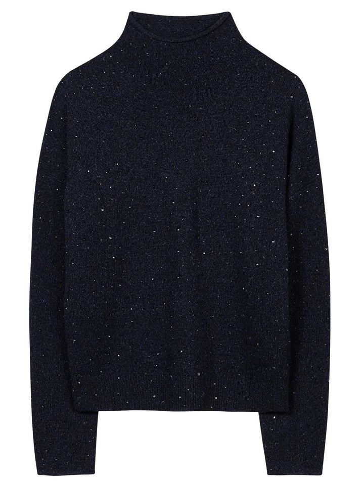 Luisa Cerano Trui met Siersteentjes – Blauw-55% wol, 22% polyamide, 15% viscose, 8% elastaan-DAMES TRUIEN & VESTEN-Blauw