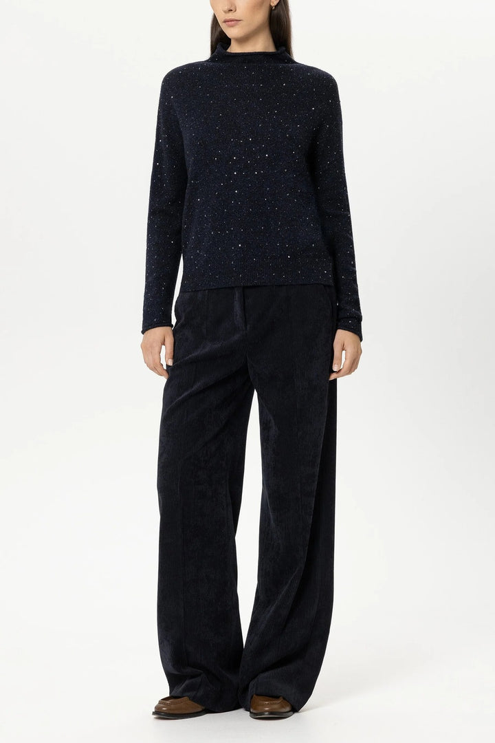 Luisa Cerano Trui met Siersteentjes – Blauw-55% wol, 22% polyamide, 15% viscose, 8% elastaan-DAMES TRUIEN & VESTEN-Blauw