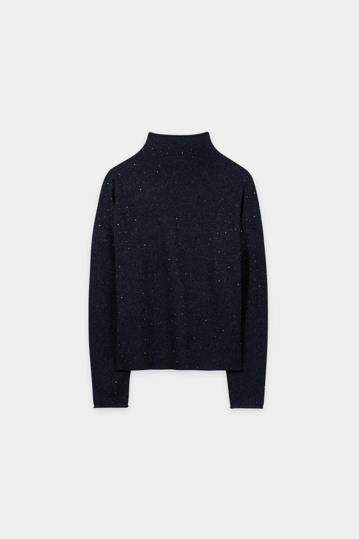 Luisa Cerano Trui met Siersteentjes – Blauw-55% wol, 22% polyamide, 15% viscose, 8% elastaan-DAMES TRUIEN & VESTEN-Blauw