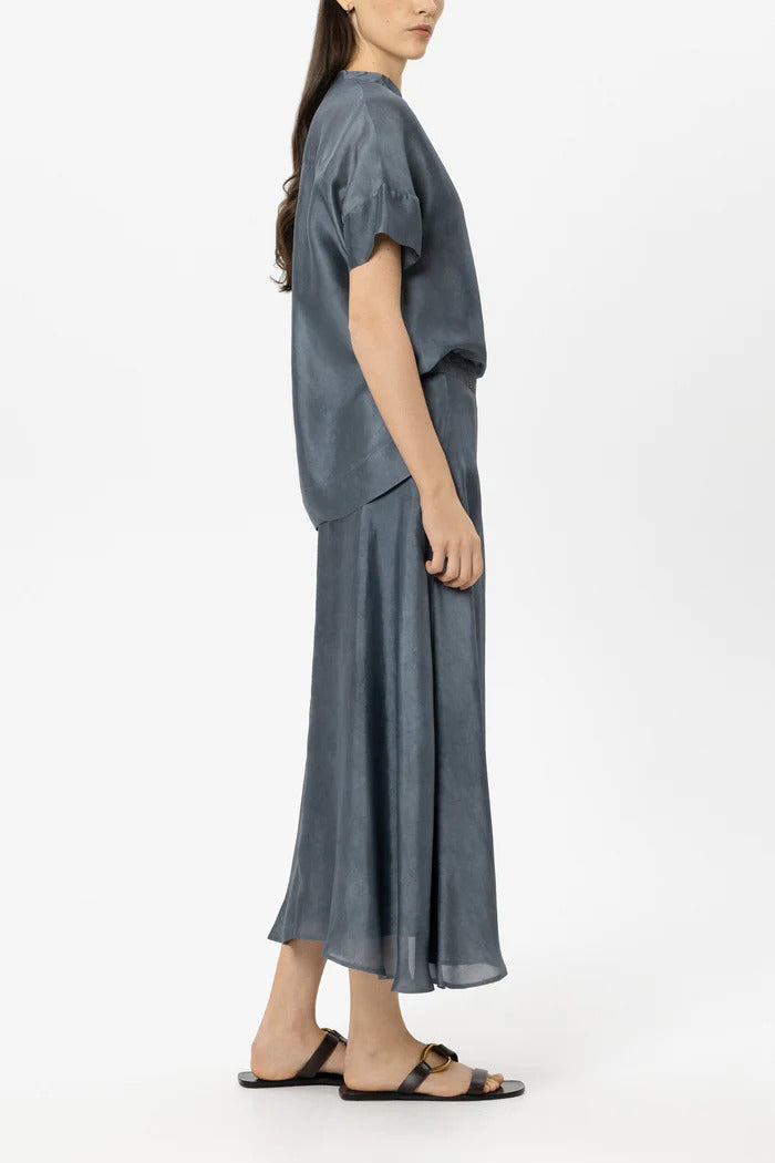 Luisa Cerano Tunic in Silk Blend – Blauw-85% rayon, 15% zijde-DAMES TOPS & BLOUSES-Blauw