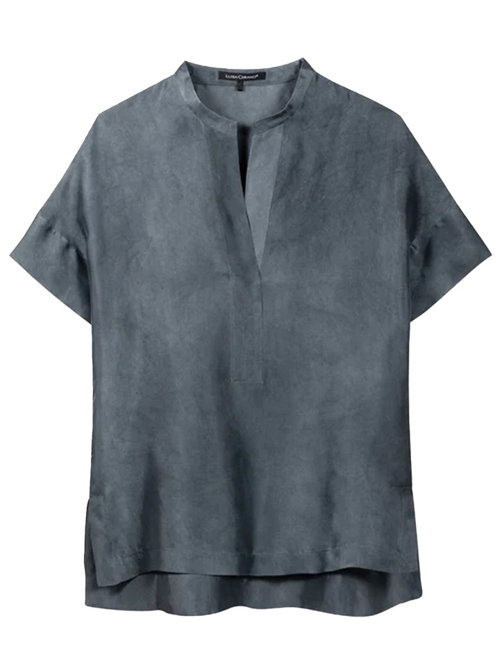 Luisa Cerano Tunic in Silk Blend – Blauw-85% rayon, 15% zijde-DAMES TOPS & BLOUSES-Blauw