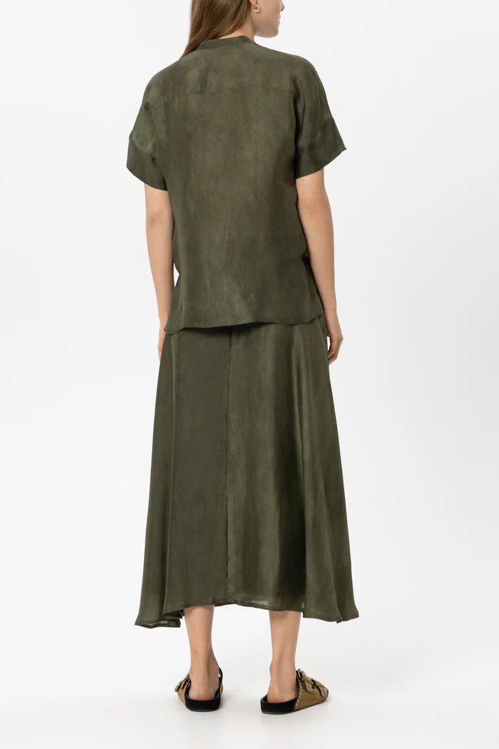 Luisa Cerano Tunic in Silk Blend – Groen-85% rayon, 15% zijde-DAMES TOPS & BLOUSES-Groen