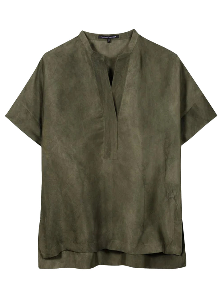 Luisa Cerano Tunic in Silk Blend – Groen-85% rayon, 15% zijde-DAMES TOPS & BLOUSES-Groen