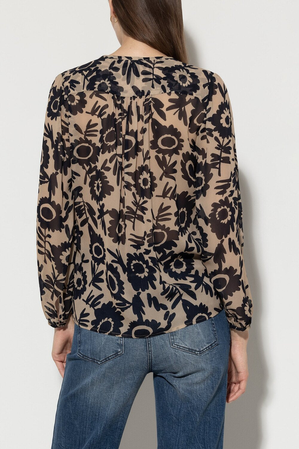 Luisa Cerano tuniekblouse met print-100% viscose-DAMES TOPS & BLOUSES-Bruin