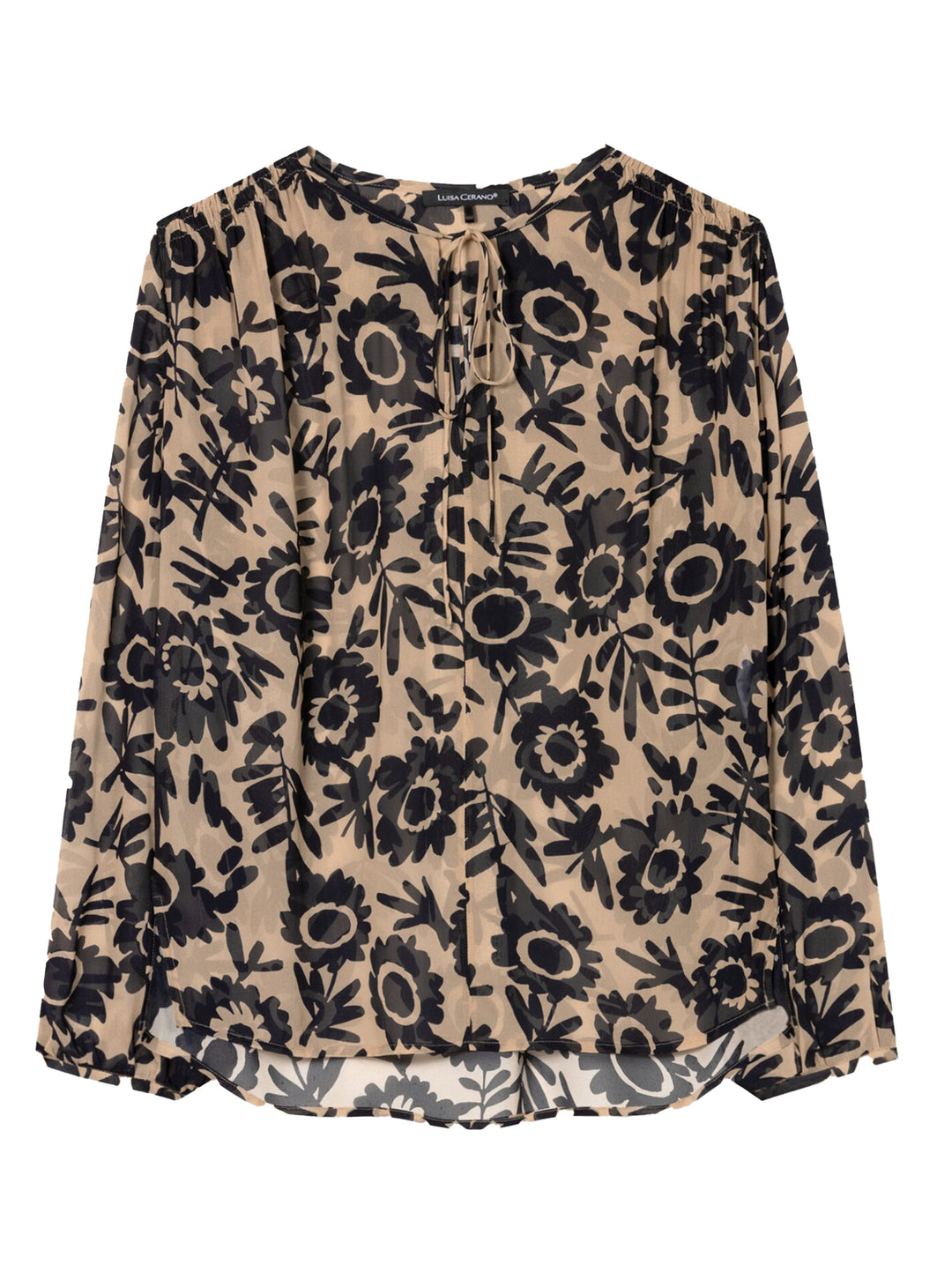 Luisa Cerano tuniekblouse met print-100% viscose-DAMES TOPS & BLOUSES-Bruin