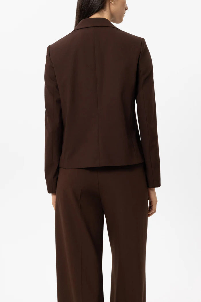 Luisa Cerano Twee-Knoops Blazer – Bruin-67% polyester, 29% viscose, 4% elastaan-DAMES BLAZERS & JASJES-Bruin