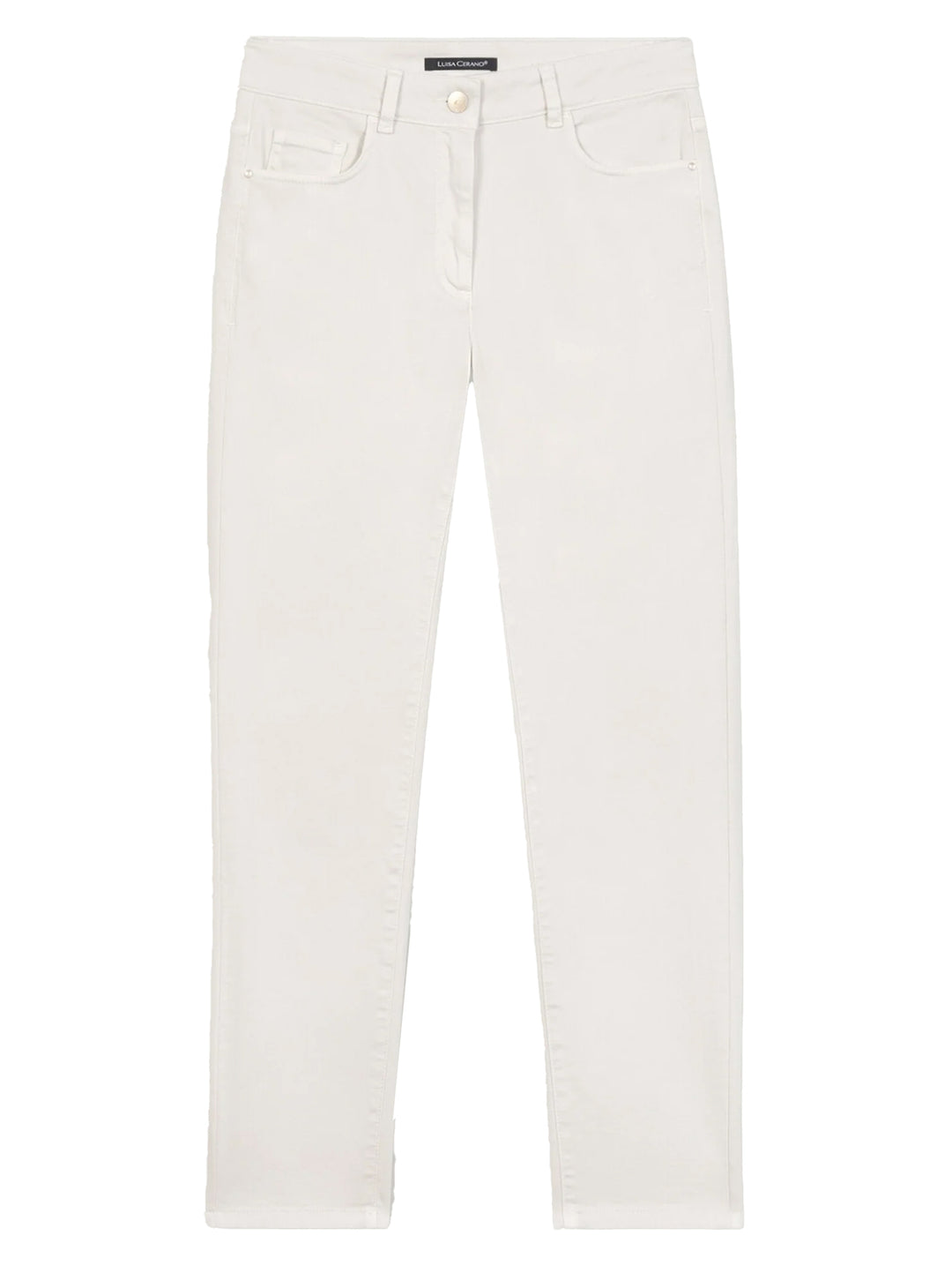 Luisa Cerano twill-colour denim-83% katoen, 15% elastomultiester, 2% elastaan-DAMES BROEKEN-Beige