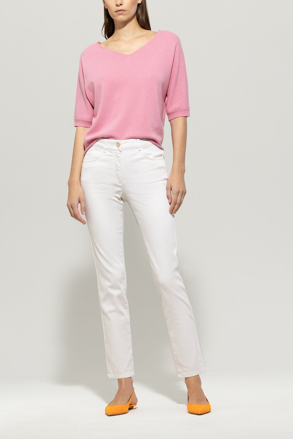 Luisa Cerano twill-kleur denim-Buitenstof: 83% katoen, 15% elastomultiester, 2% elastaan<br />-DAMES BROEKEN-Room