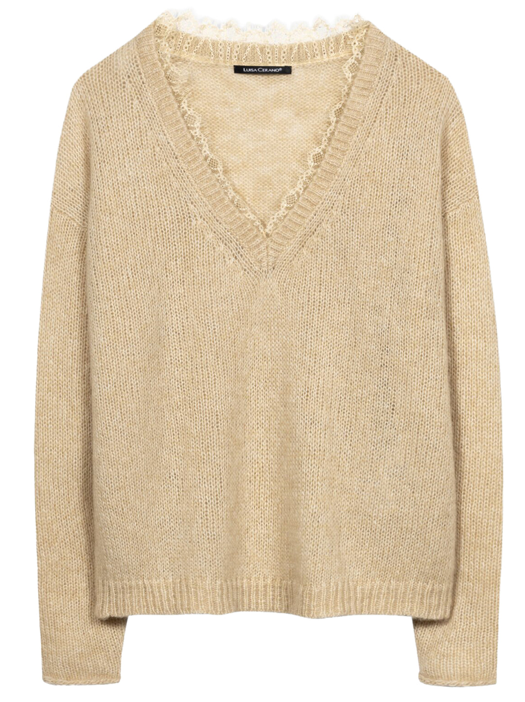 Luisa Cerano V-hals trui van alpacamix – Geel-44% polyamide, 34% alpaca wol, 22% wol-DAMES TRUIEN & VESTEN-Geel