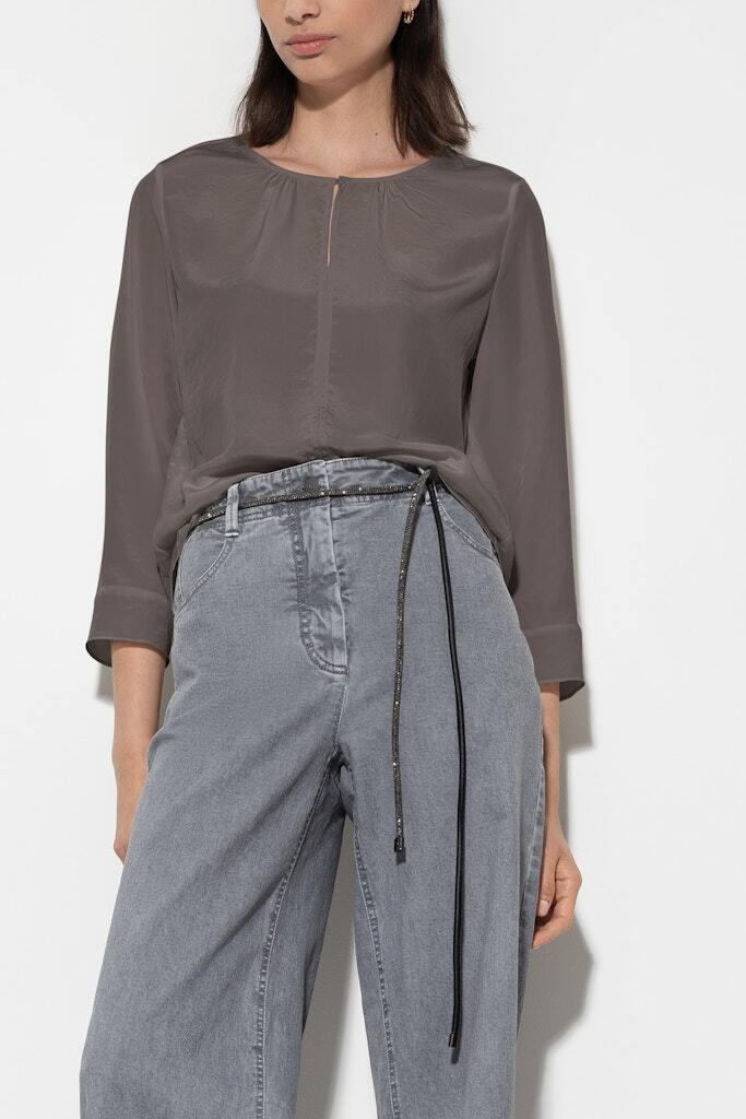 Luisa Cerano vloeiende blouse-Buitenmateriaal: 100% polyester<br />Knopen: parelmoer<br />-DAMES TOPS & BLOUSES-Bruin