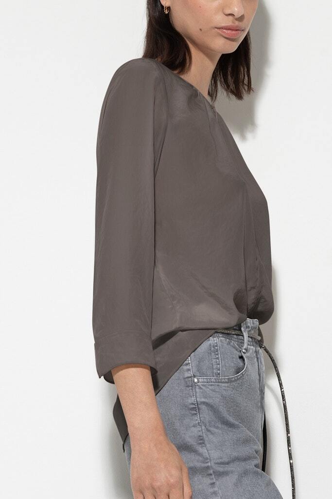Luisa Cerano vloeiende blouse-Buitenmateriaal: 100% polyester<br />Knopen: parelmoer<br />-DAMES TOPS & BLOUSES-Bruin