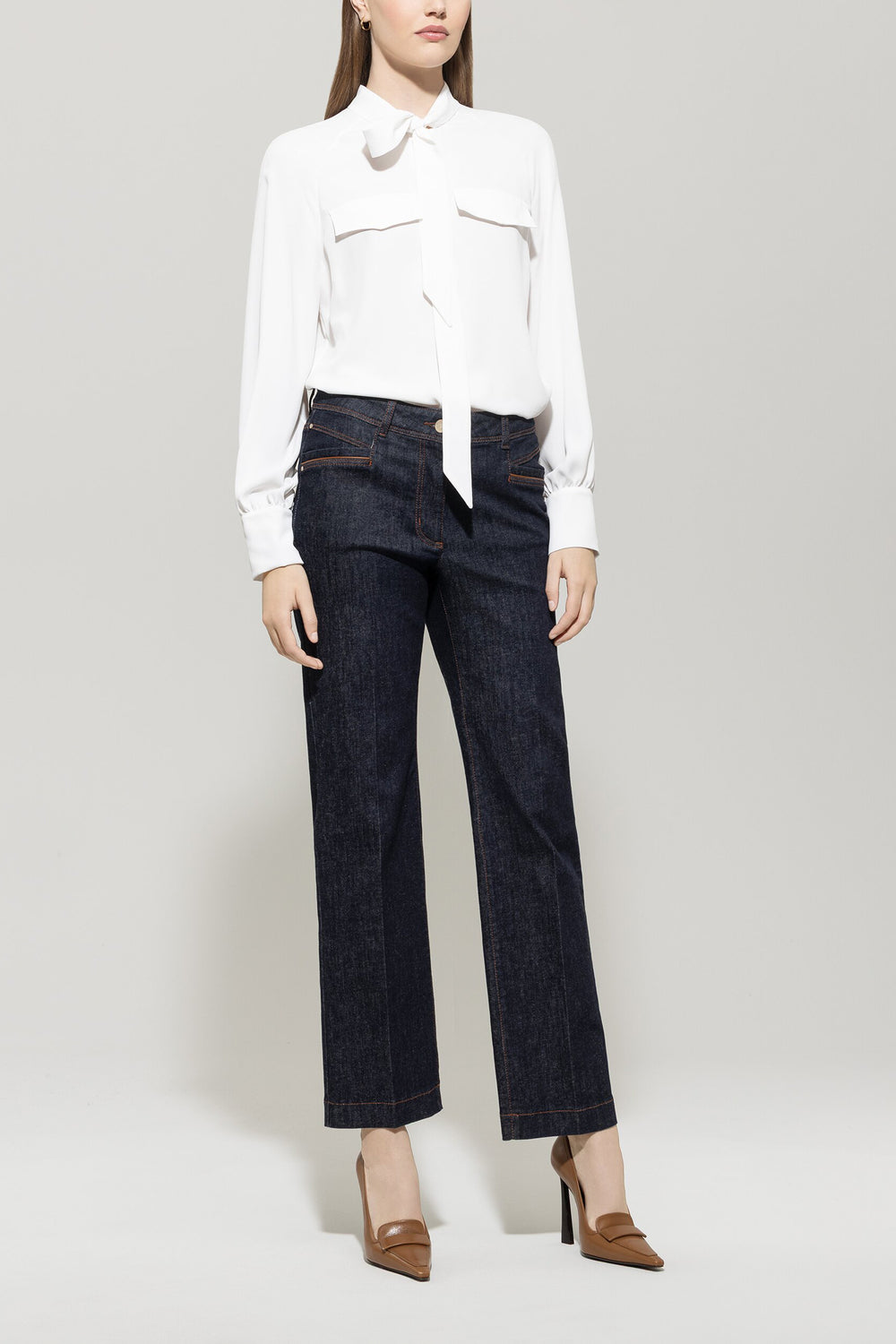 Luisa Cerano Wide Leg Jeans – Blauw-90% cotton, 8% elastomultiester, 2% elastane-DAMES BROEKEN-Blauw