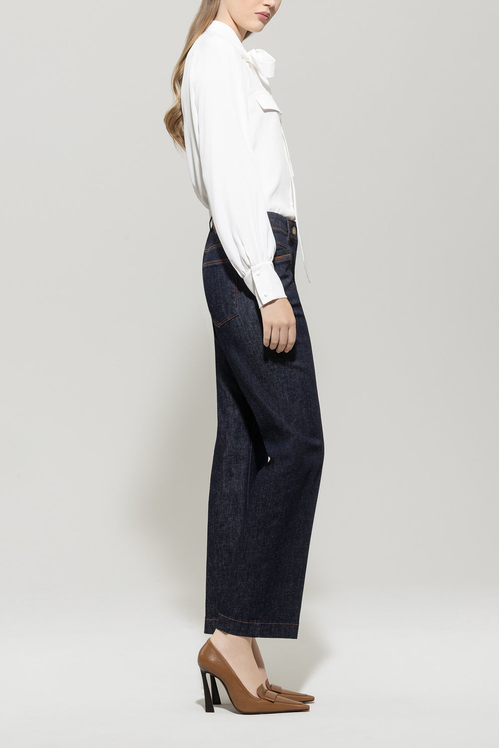 Luisa Cerano Wide Leg Jeans – Blauw-90% cotton, 8% elastomultiester, 2% elastane-DAMES BROEKEN-Blauw