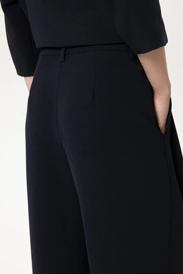 Luisa Cerano Wide Leg Pantalon – Blauw-92% polyester, 8% elastaan-DAMES BROEKEN-Blauw