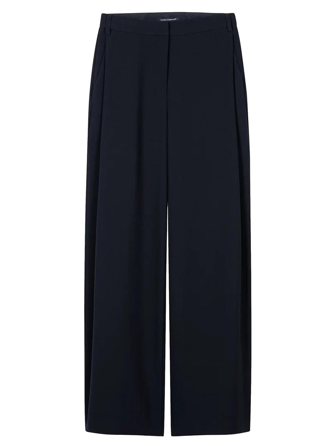 Luisa Cerano Wide Leg Pantalon – Blauw-92% polyester, 8% elastaan-DAMES BROEKEN-Blauw