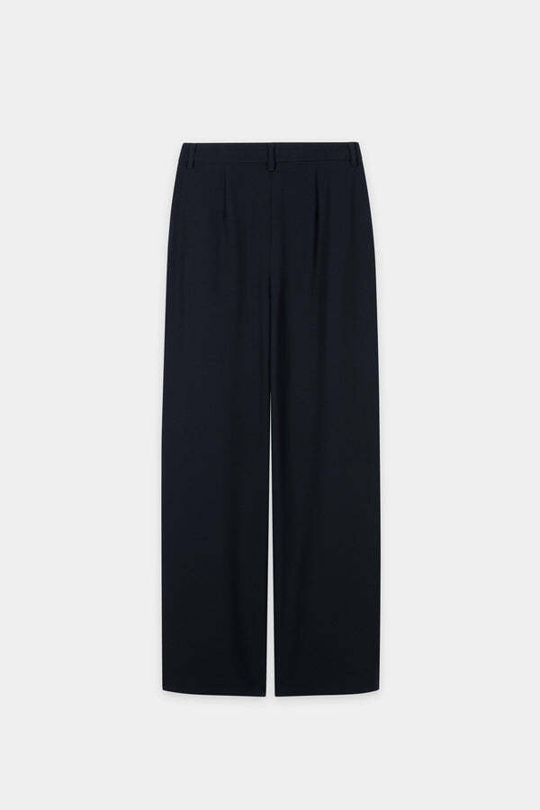 Luisa Cerano Wide Leg Pantalon – Blauw-92% polyester, 8% elastaan-DAMES BROEKEN-Blauw