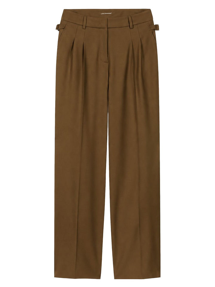 Luisa Cerano Wide Leg Pantalon – Bruin-53% polyester, 43% wol, 4% elastaan-DAMES BROEKEN-Bruin