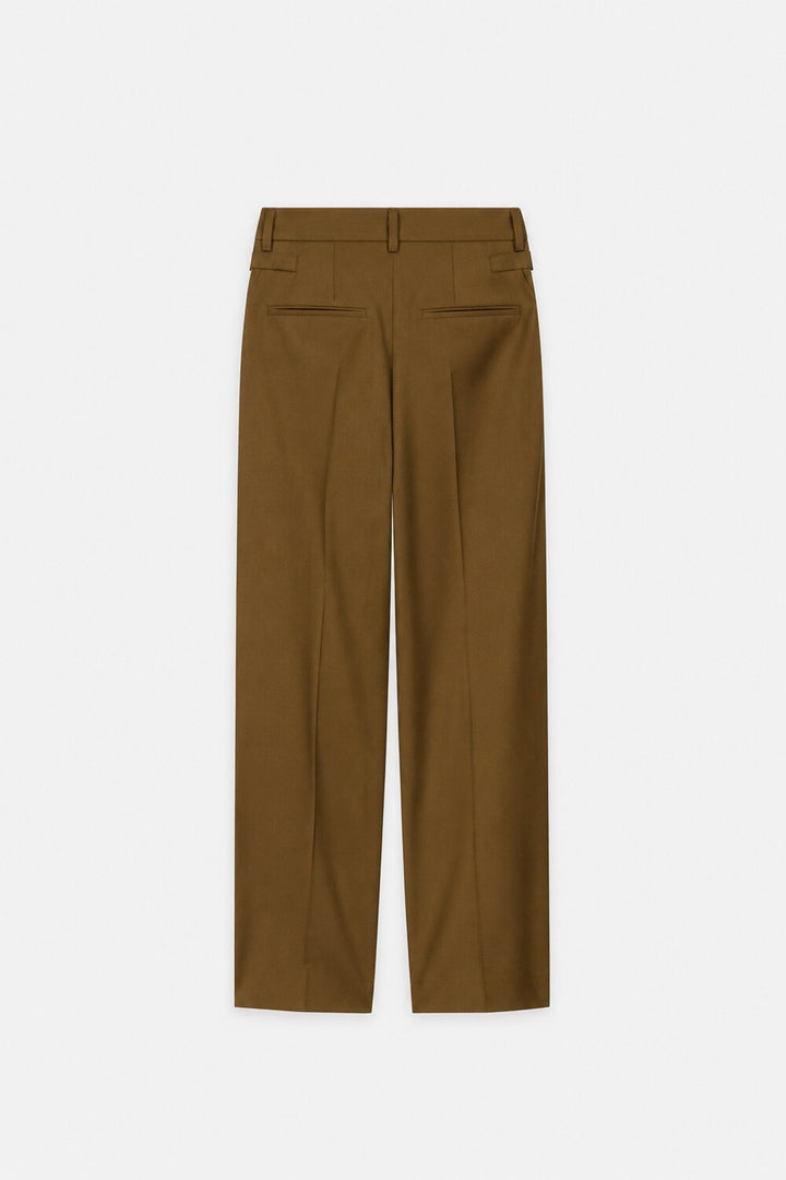 Luisa Cerano Wide Leg Pantalon – Bruin-53% polyester, 43% wol, 4% elastaan-DAMES BROEKEN-Bruin