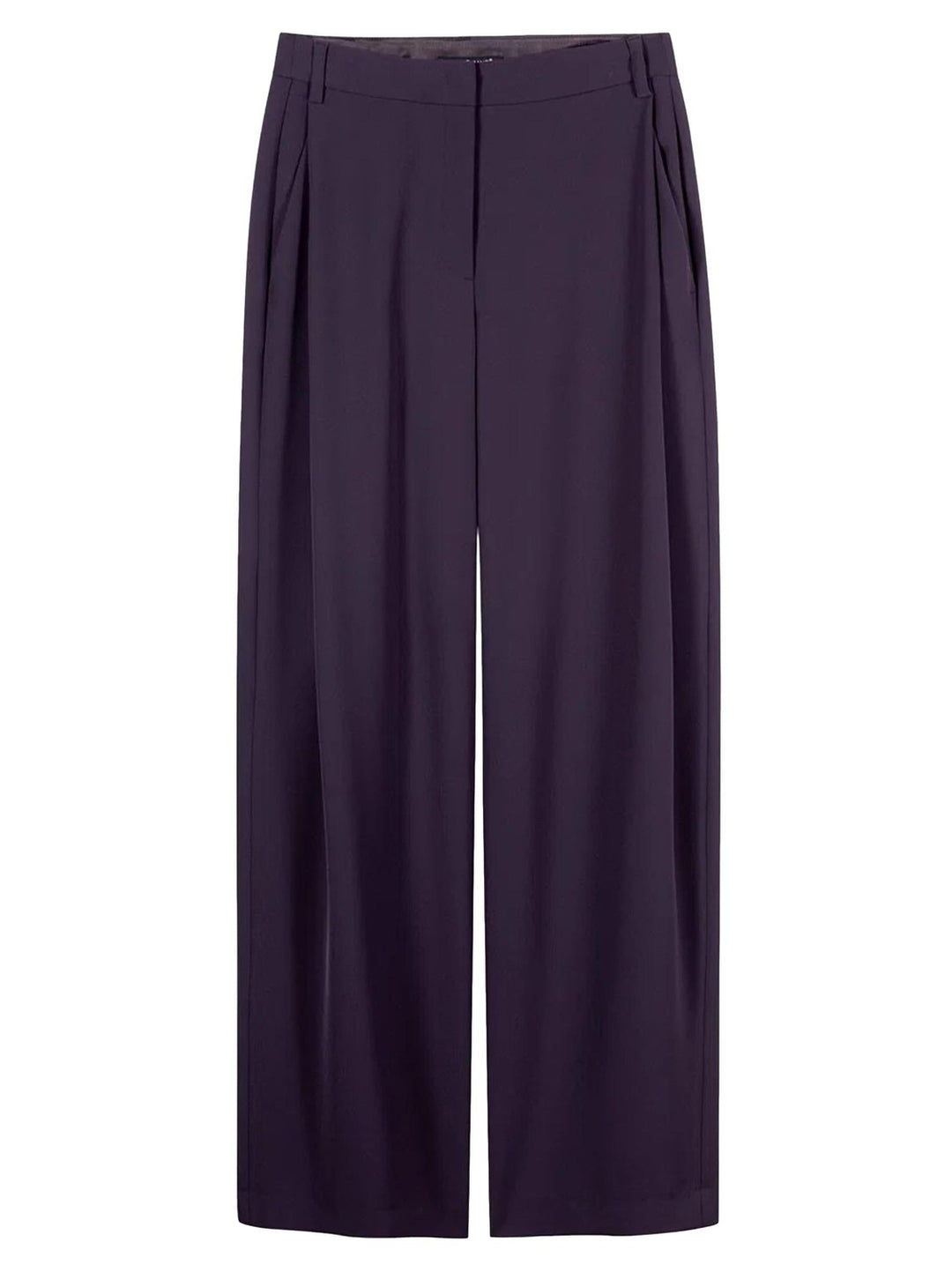 Luisa Cerano Wide Leg Pantalon – Paars-92% polyester, 8% elastaan-DAMES BROEKEN-Paars
