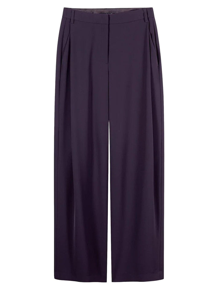 Luisa Cerano Wide Leg Pantalon – Paars-92% polyester, 8% elastaan-DAMES BROEKEN-Paars