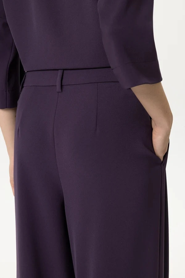 Luisa Cerano Wide Leg Pantalon – Paars-92% polyester, 8% elastaan-DAMES BROEKEN-Paars