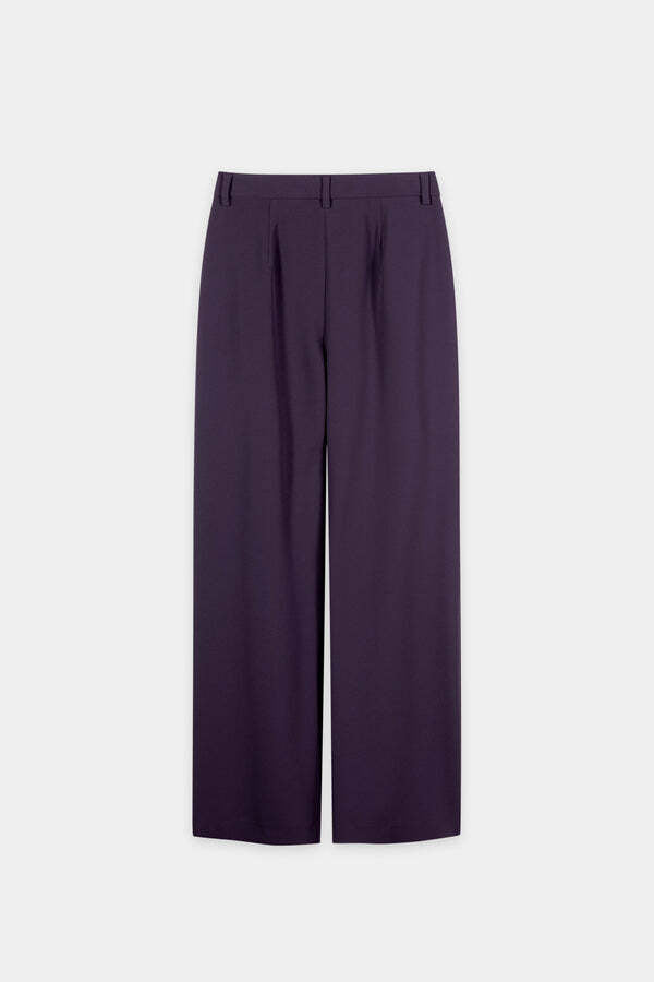 Luisa Cerano Wide Leg Pantalon – Paars-92% polyester, 8% elastaan-DAMES BROEKEN-Paars