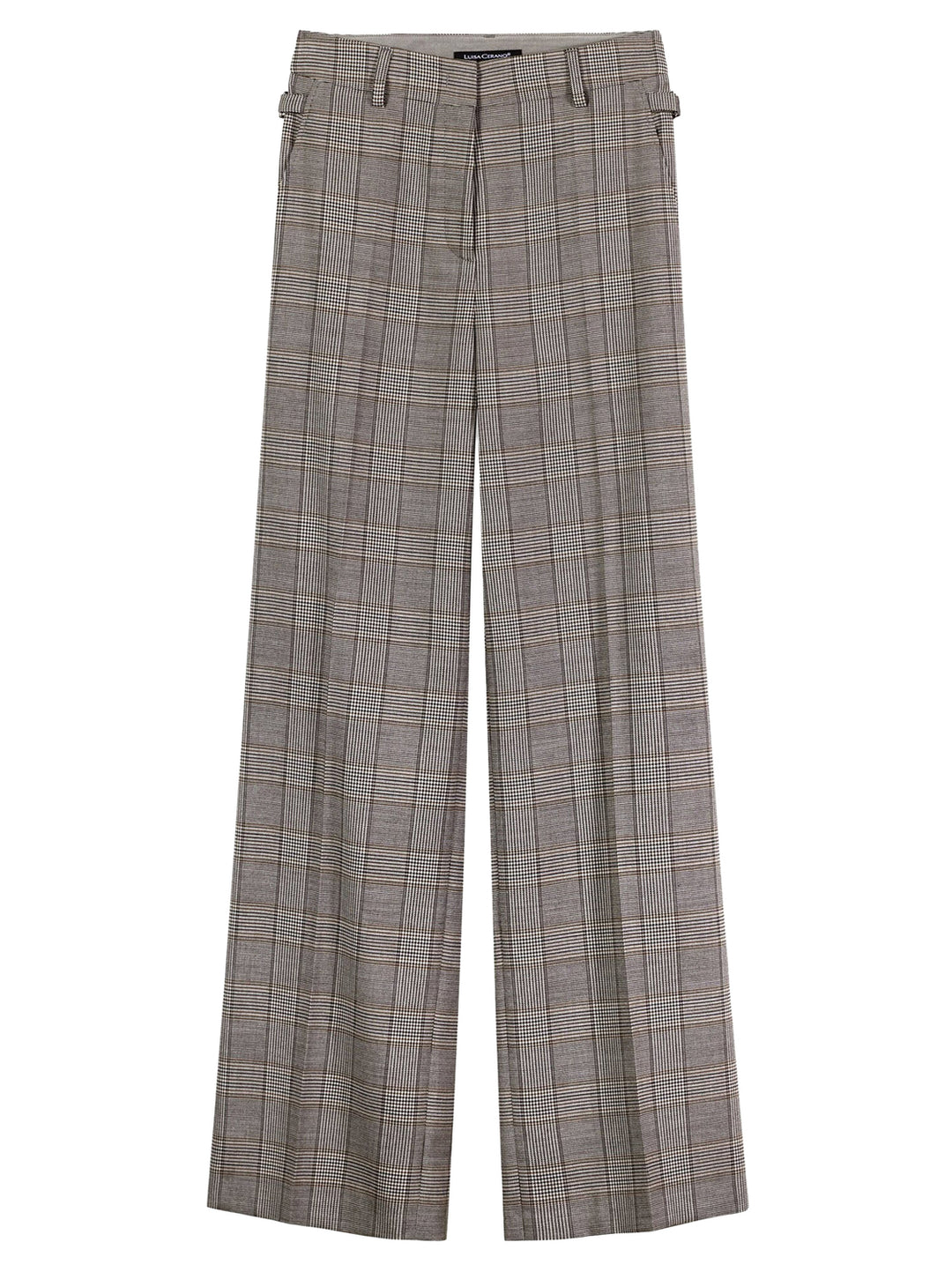 Luisa Cerano Wide Leg Ruitpantalon – Antraciet-62% Polyester, 27% Viskose, 10% Schurwolle, 1% Elasthan-DAMES BROEKEN-Antr