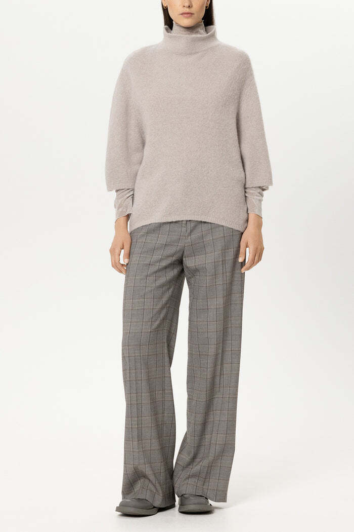 Luisa Cerano Wide Leg Ruitpantalon – Antraciet-62% Polyester, 27% Viskose, 10% Schurwolle, 1% Elasthan-DAMES BROEKEN-Antr