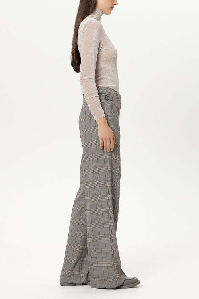 Luisa Cerano Wide Leg Ruitpantalon – Antraciet-62% Polyester, 27% Viskose, 10% Schurwolle, 1% Elasthan-DAMES BROEKEN-Antr
