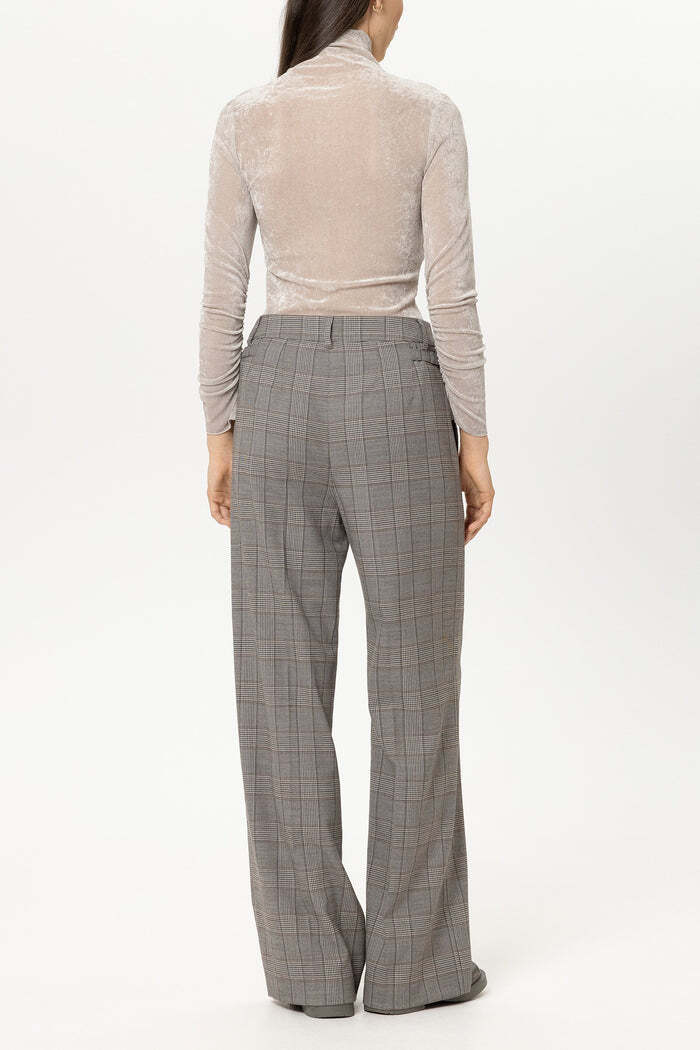 Luisa Cerano Wide Leg Ruitpantalon – Antraciet-62% Polyester, 27% Viskose, 10% Schurwolle, 1% Elasthan-DAMES BROEKEN-Antr