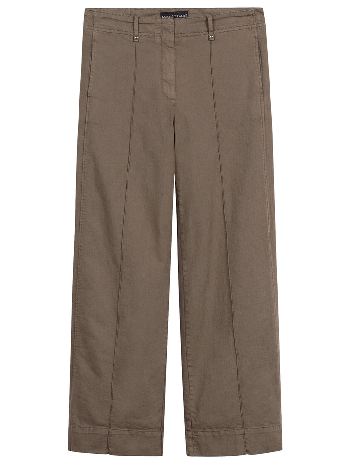 Luisa Cerano Wideleg colour denim – Bruin-65% katoen, 29% tencel, 4% elastisch polyamide, 2% elastaan -DAMES BROEKEN-Brui