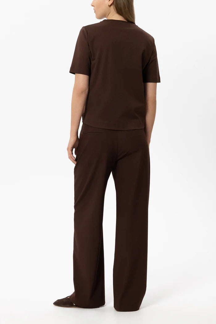 Luisa Cerano Wideleg Pantalon – Bruin-67% polyester, 29% viscose, 4% elastaan-DAMES BROEKEN-Bruin