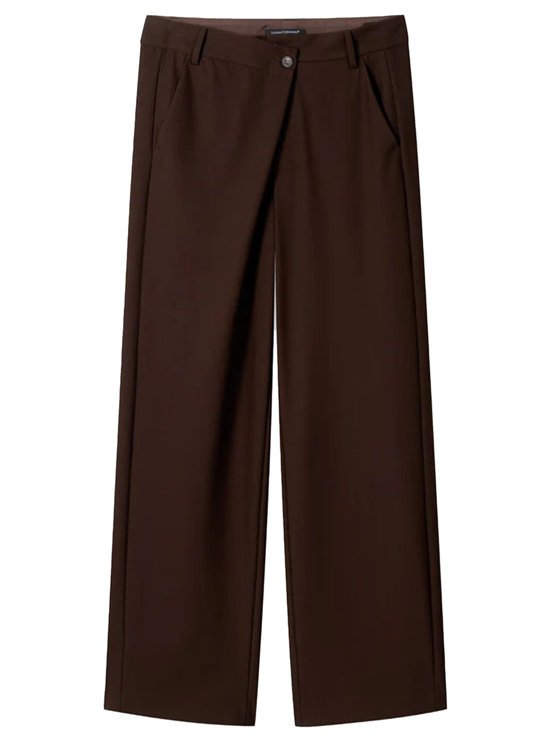 Luisa Cerano Wideleg Pantalon – Bruin-67% polyester, 29% viscose, 4% elastaan-DAMES BROEKEN-Bruin