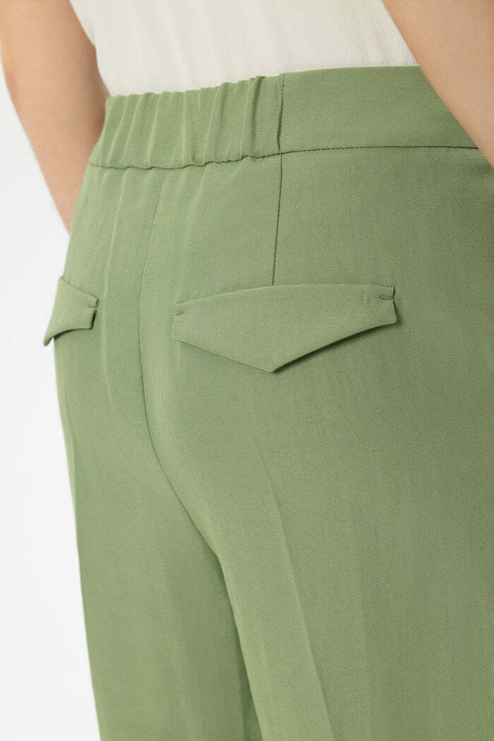 Luisa Cerano Wijde broek Linnen – Groen-59% polyester, 41% linnen-DAMES BROEKEN-Groen