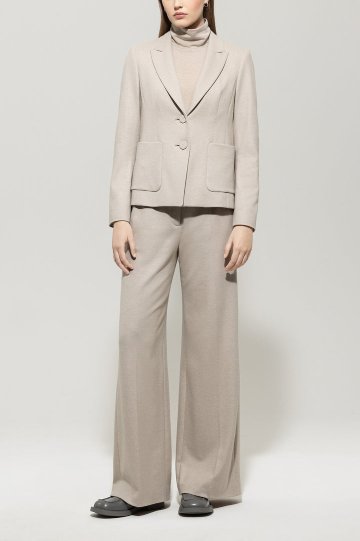 Luisa Cerano Wool Blazer – Beige-58% wool, 39% polyamide, 3% elastane-DAMES BLAZERS & GILETS-Beige