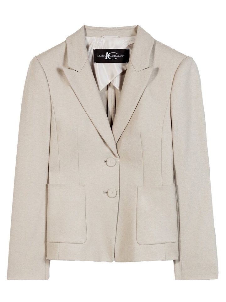 Luisa Cerano Wool Blazer – Beige-58% wool, 39% polyamide, 3% elastane-DAMES BLAZERS & GILETS-Beige