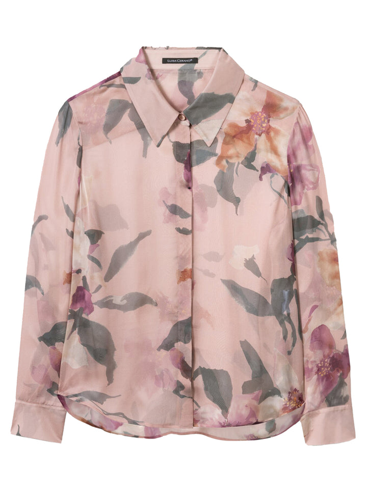 Luisa Cerano Zijde Blouse Lange Mouw – Roze-100% zijde-DAMES TOPS & BLOUSES-Roze